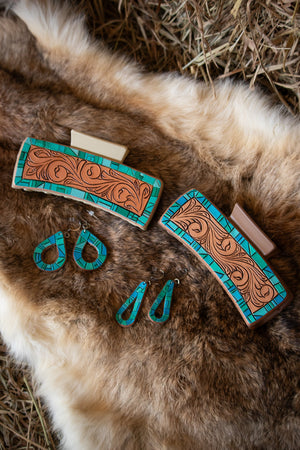 Turquoise Scroll Claw clip