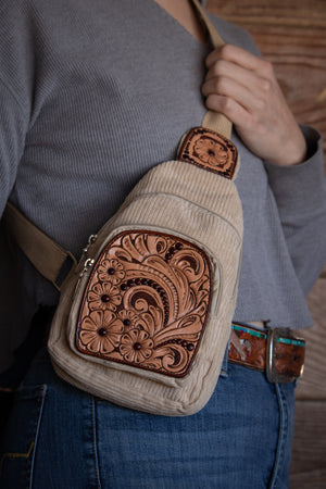 Tan mini backpack